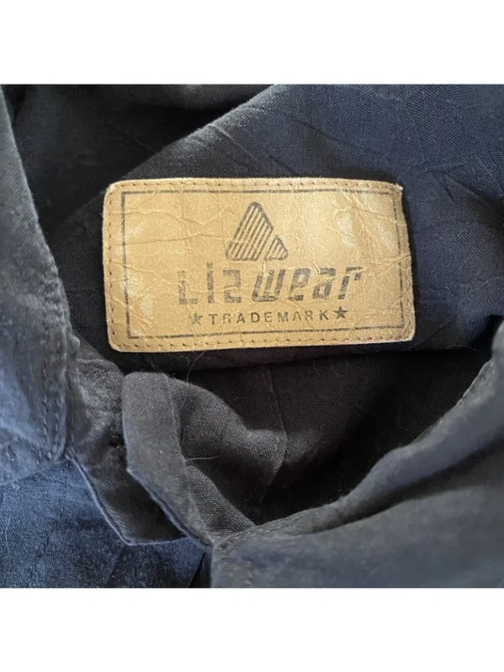 Liz Wear Womens Black Rayon Top Medium Relaxed Button Up Distressed Shirt